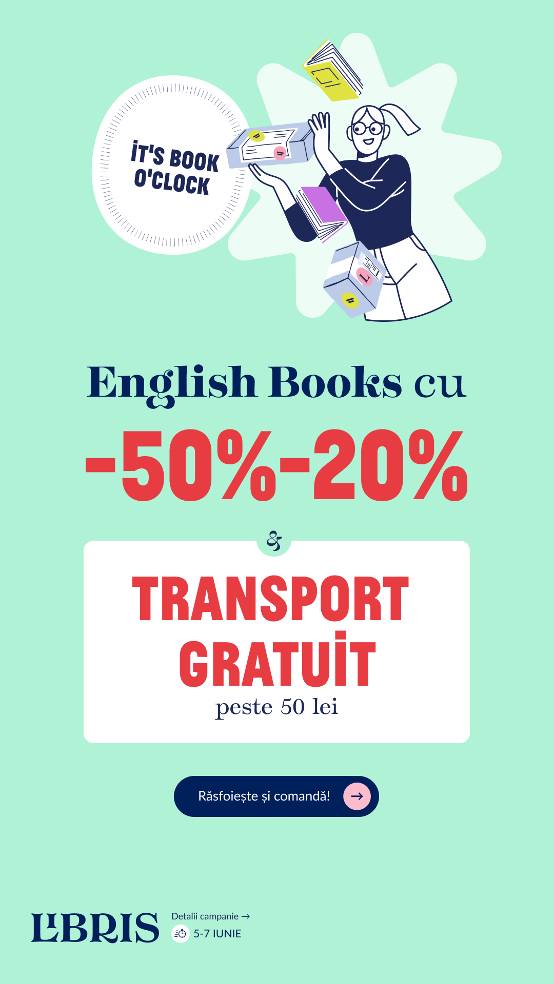 It’s book o’clock! Reduceri de până la -50% la English Books  Transport GRATUIT peste 50 lei » – libris.ro