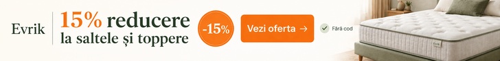 Evrik – 15% reducere la saltele și toppere | August 2026 – Evrik.ro